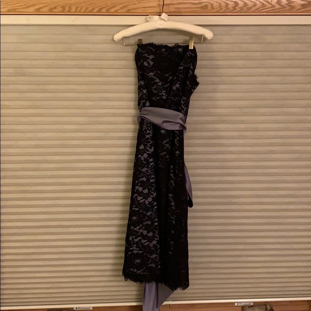 Dessy black lace cocktail dress